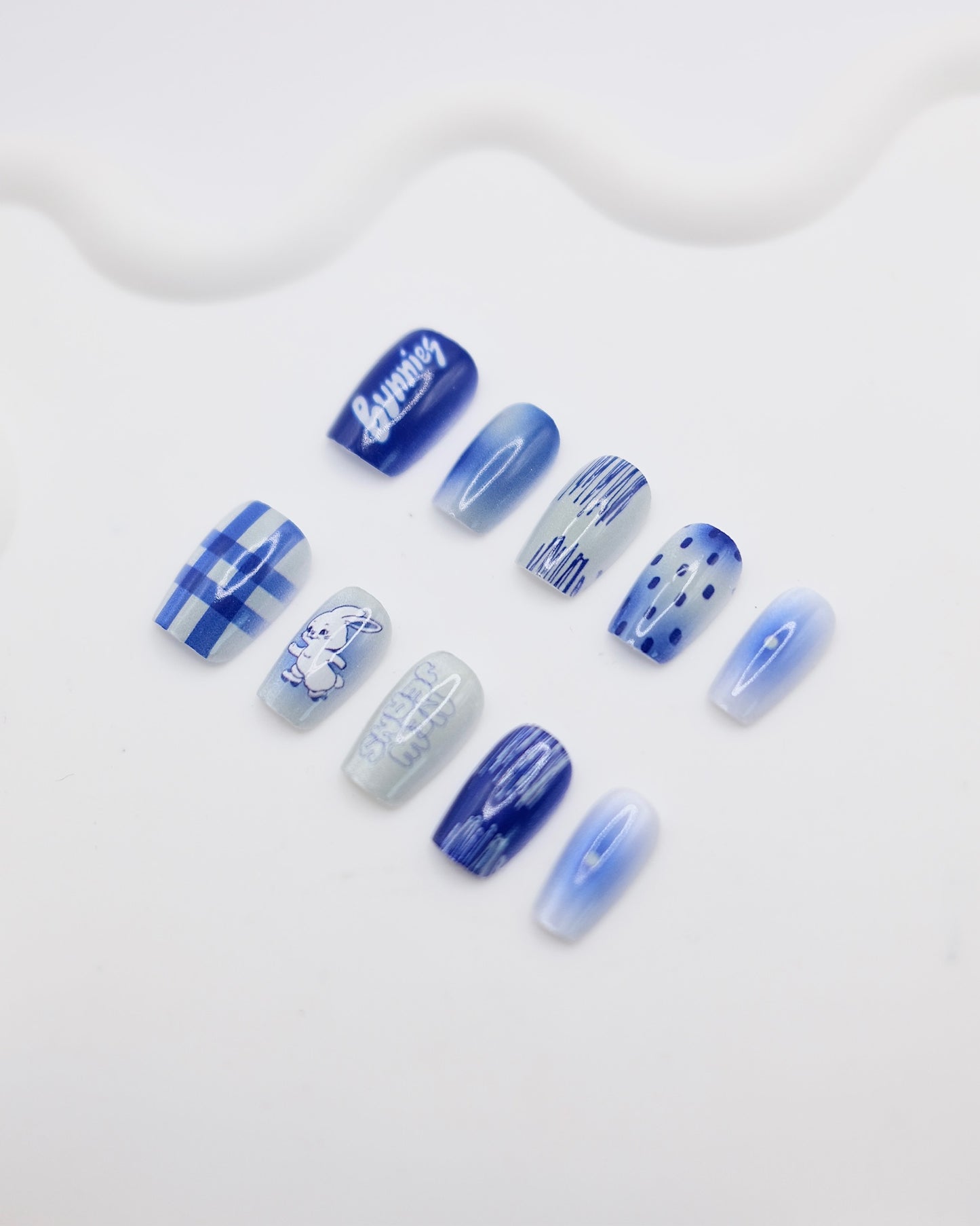 Short Coffin Blue New Jeans K-POP Press On Nails
