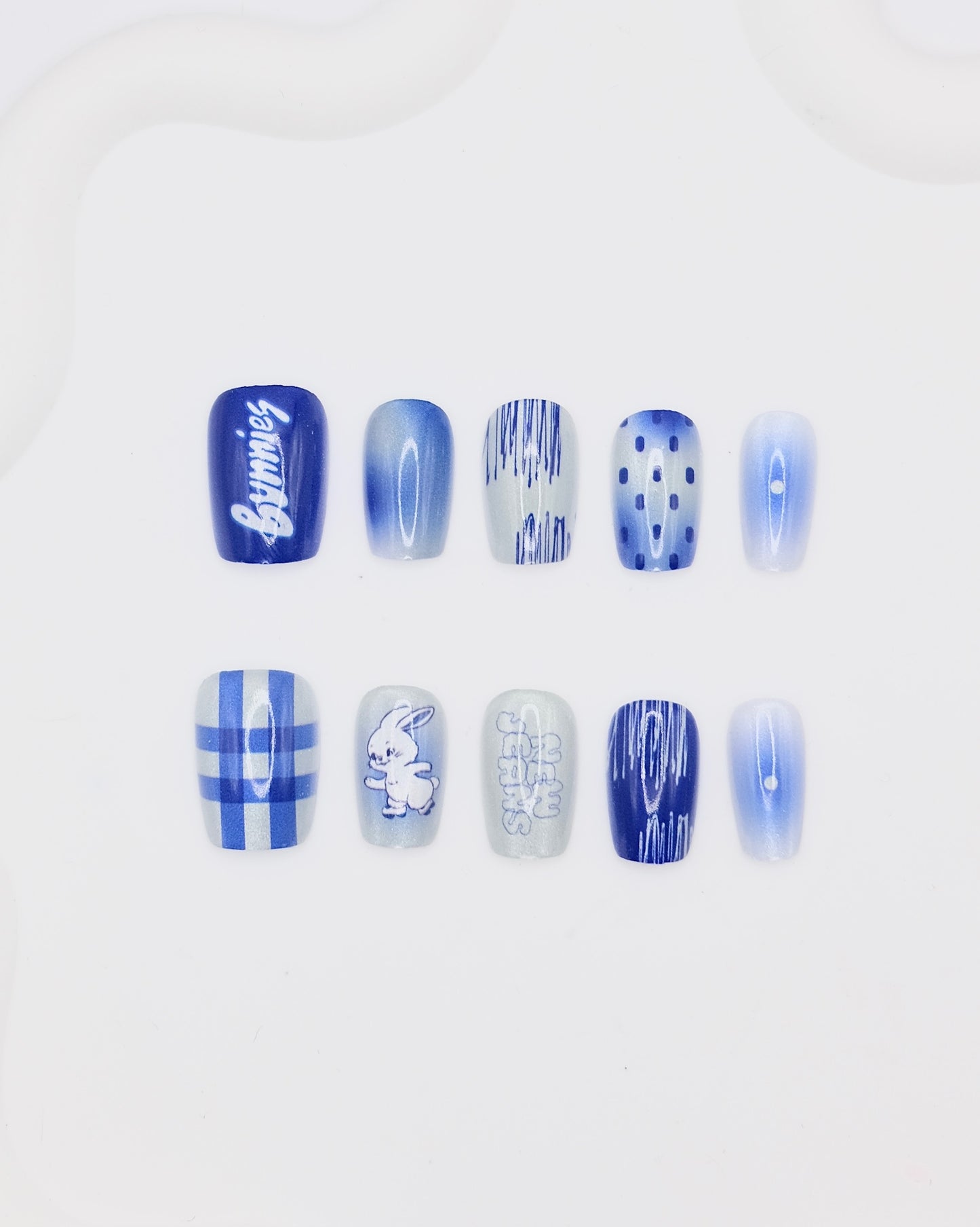 Short Coffin Blue New Jeans K-POP Press On Nails