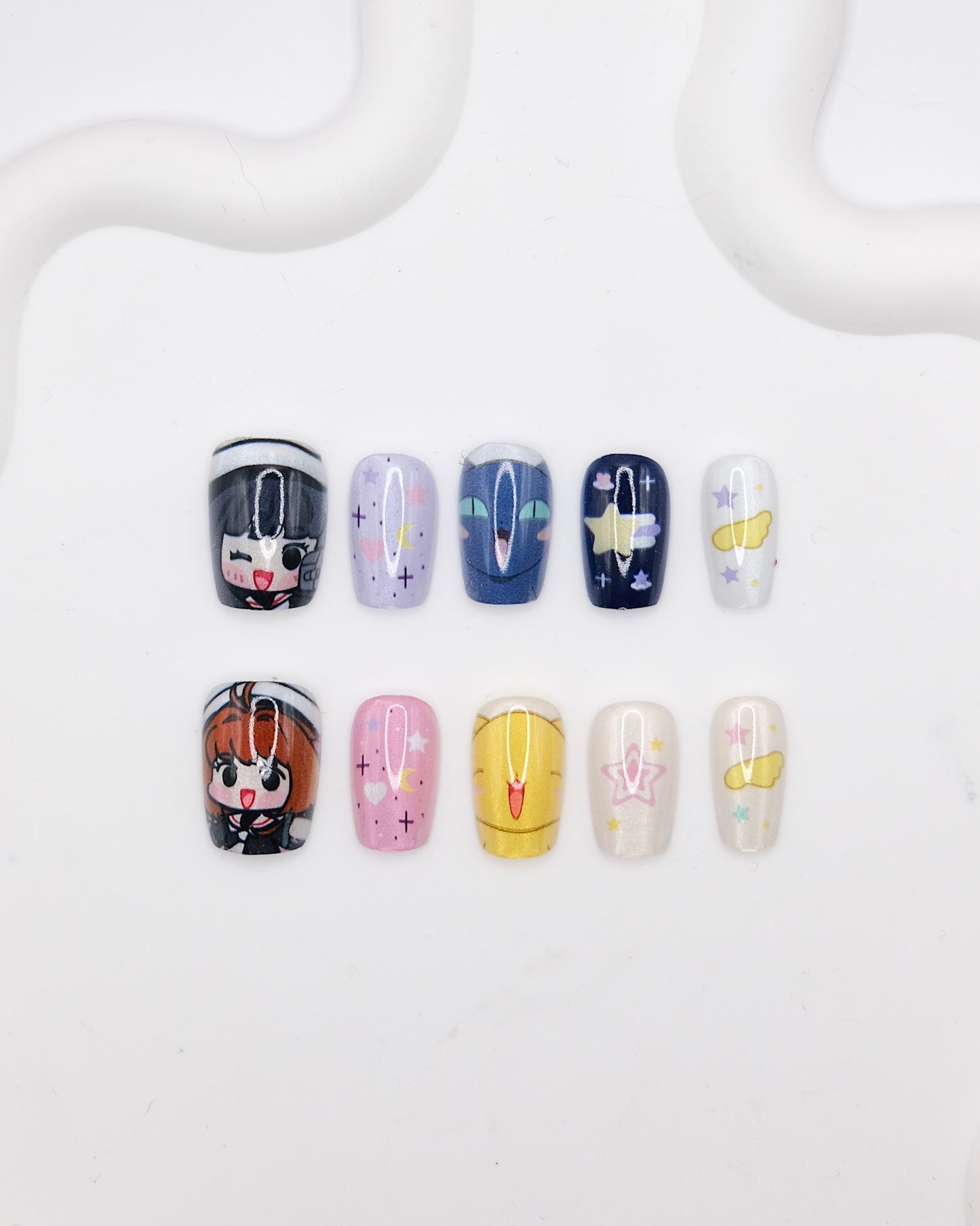 Short Coffin Colorful Cute Cartoon Press On Nails