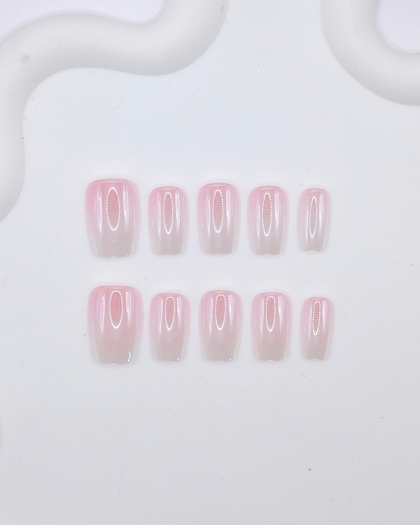 Short Coffin Pink Aurora Chrome Press On Nails