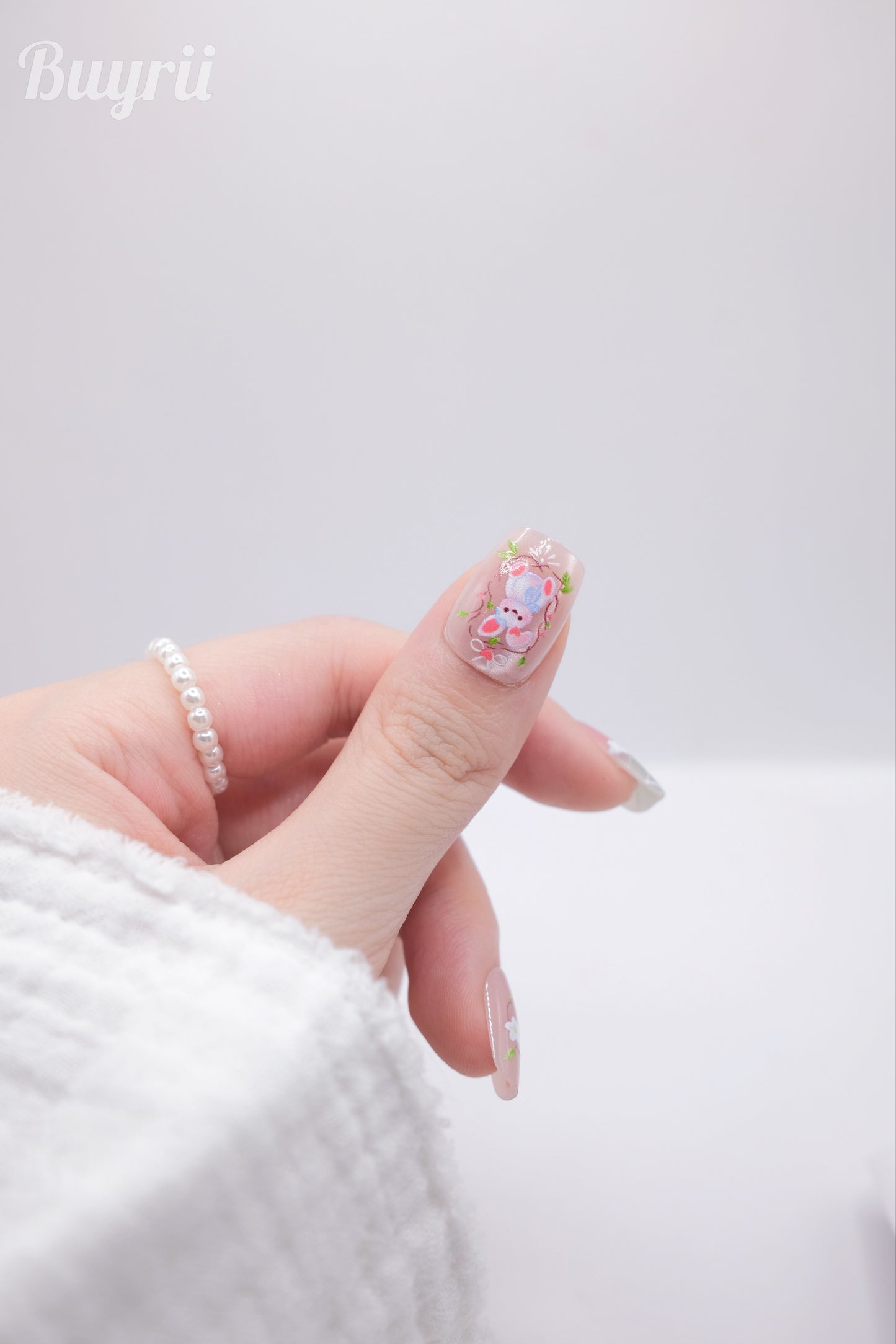 Short Coffin Colorful Easter Rabbit Press On Nails