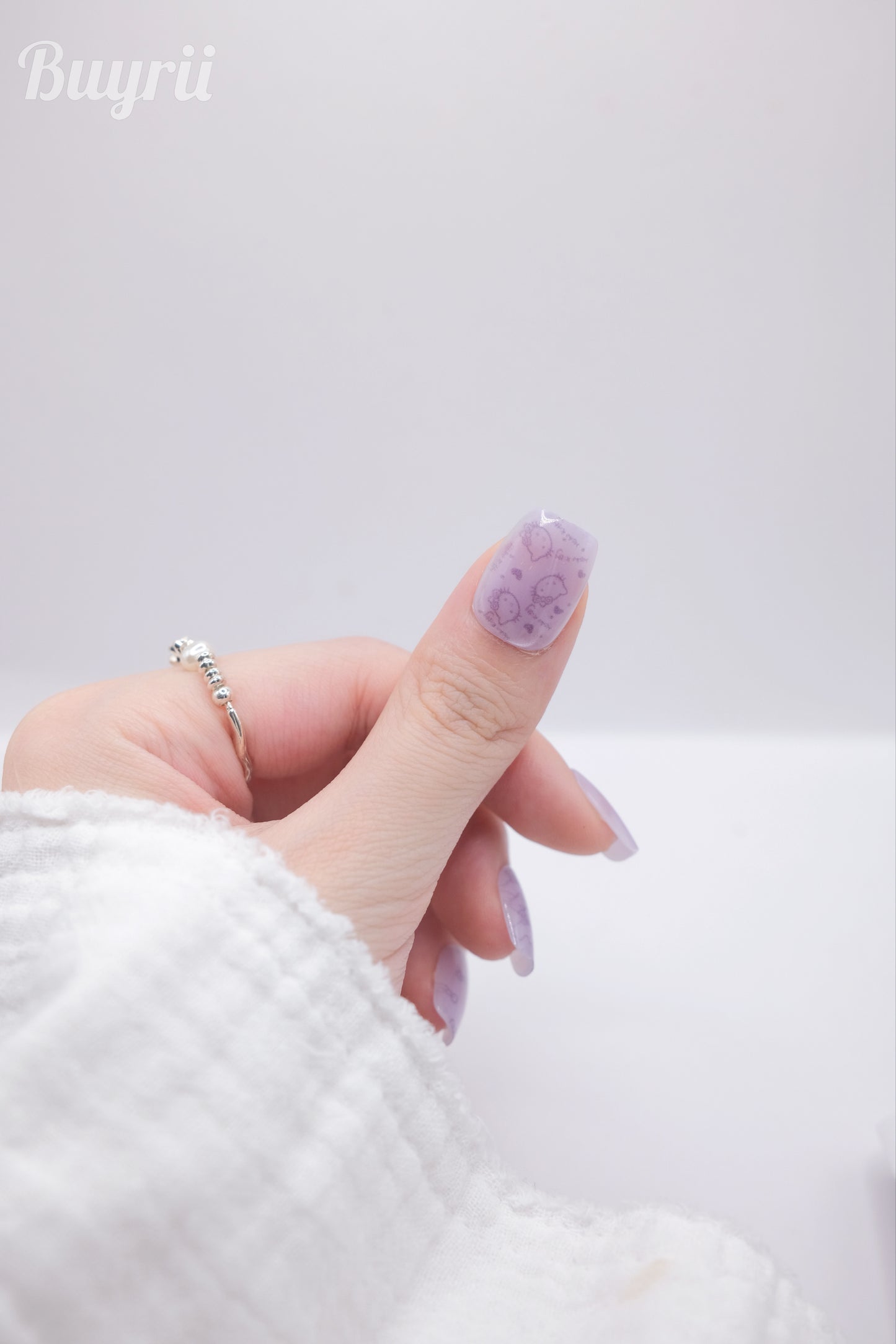 Short Coffin Purple Hello Kitty Press On Nails
