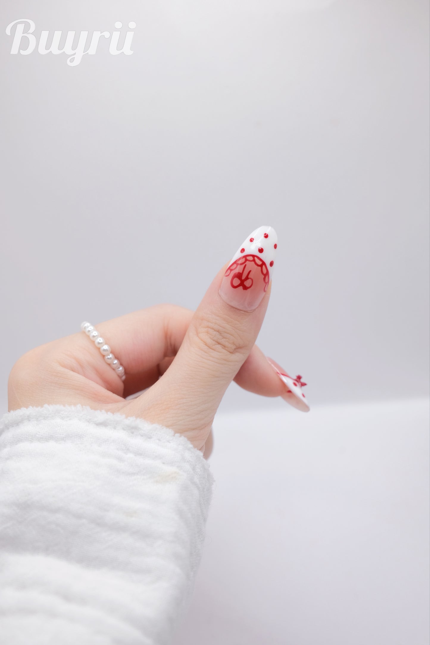 Long Almond 2026 Valentine's Day Limited Bowtie Love Press On Nails