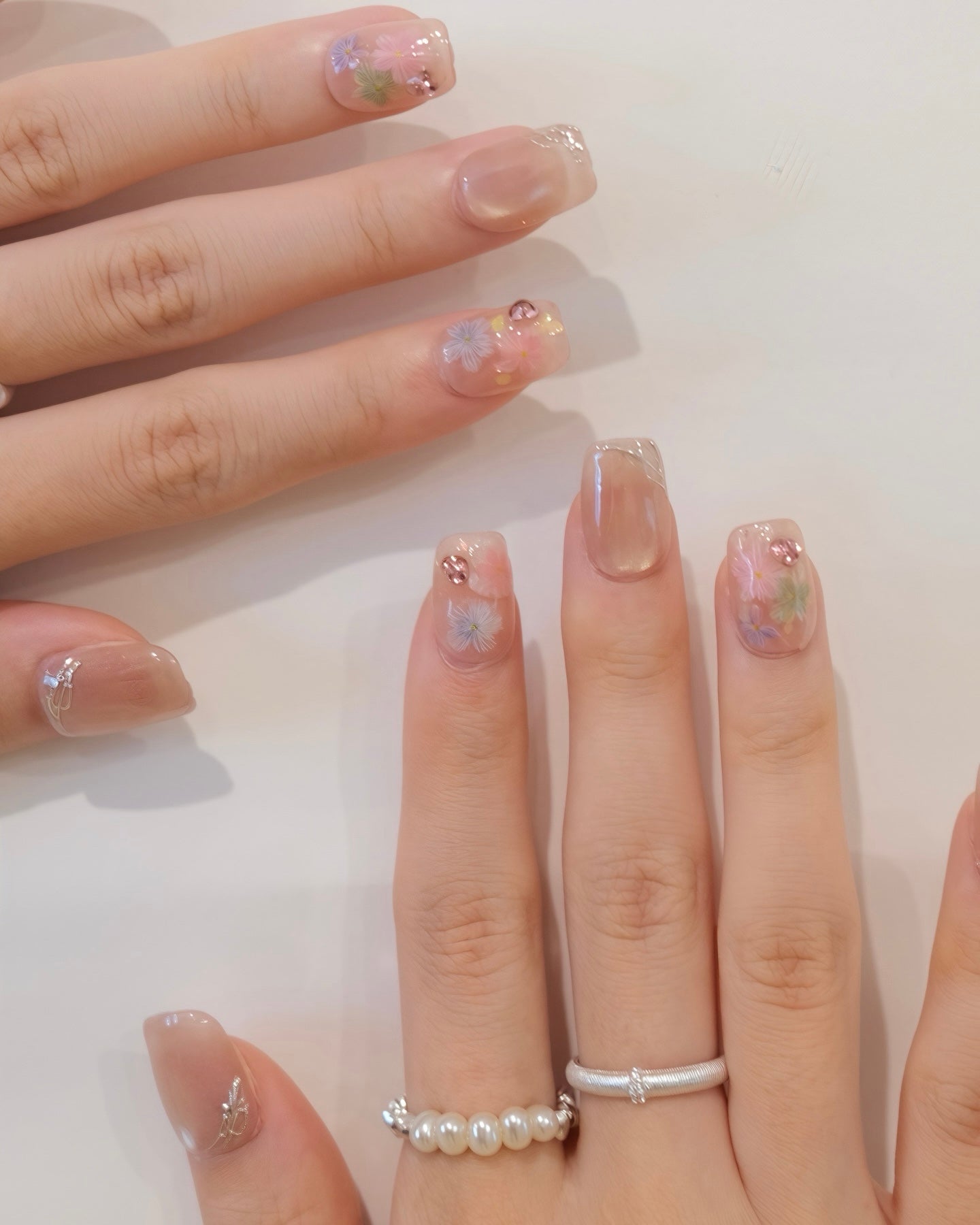 BUYRII X H² Short Coffin Pink Flower Road Press On Nails