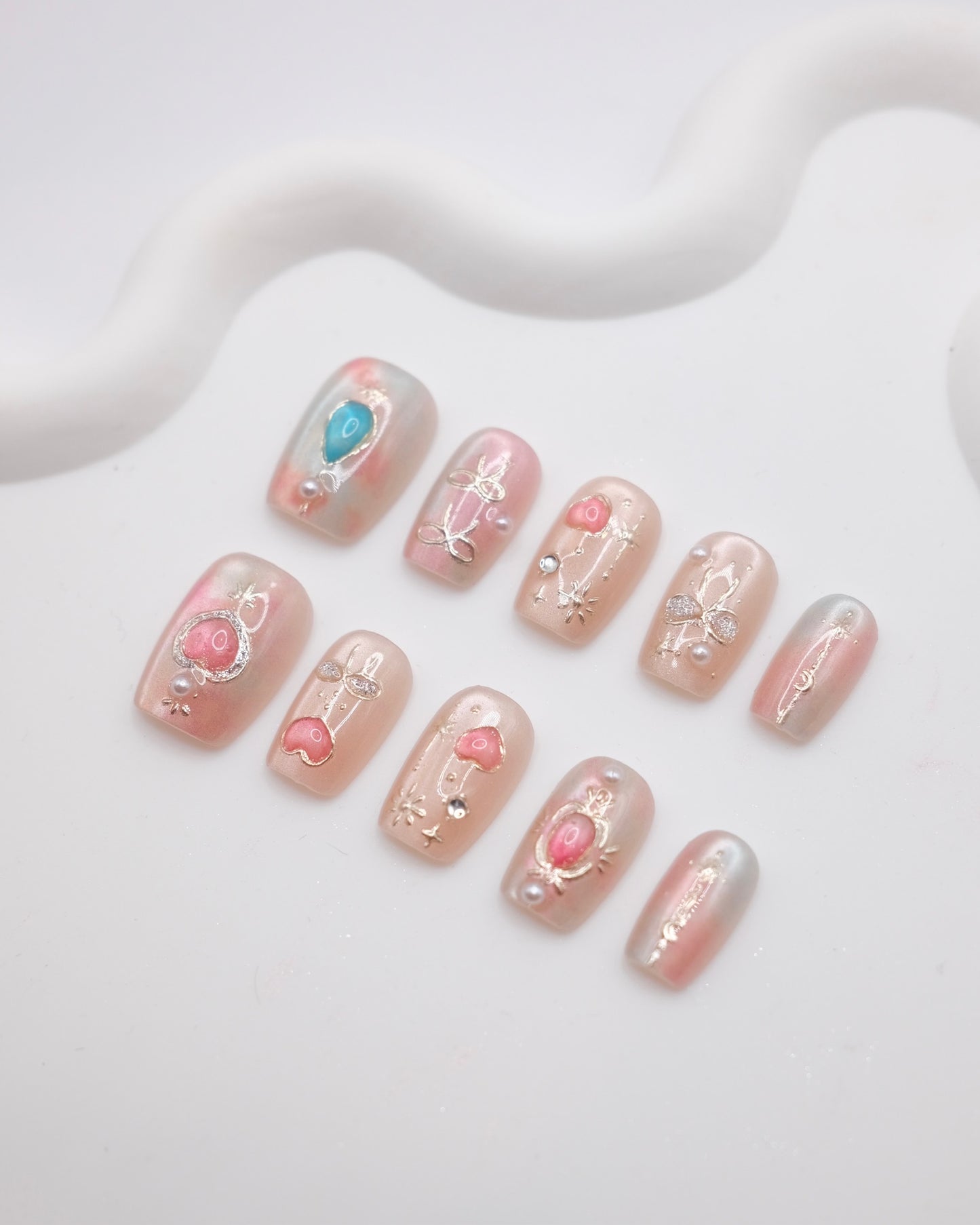 Short Coffin Pink "Sailor Moon" Press On Nails