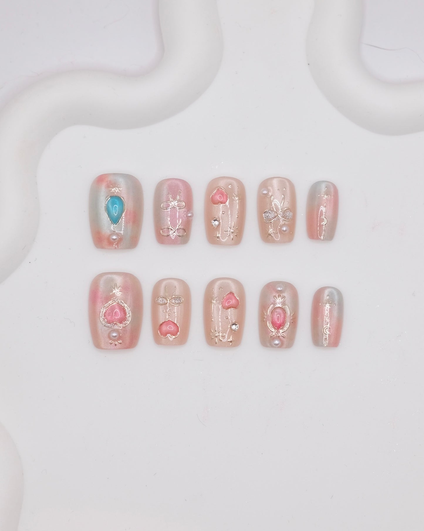 Short Coffin Pink "Sailor Moon" Press On Nails