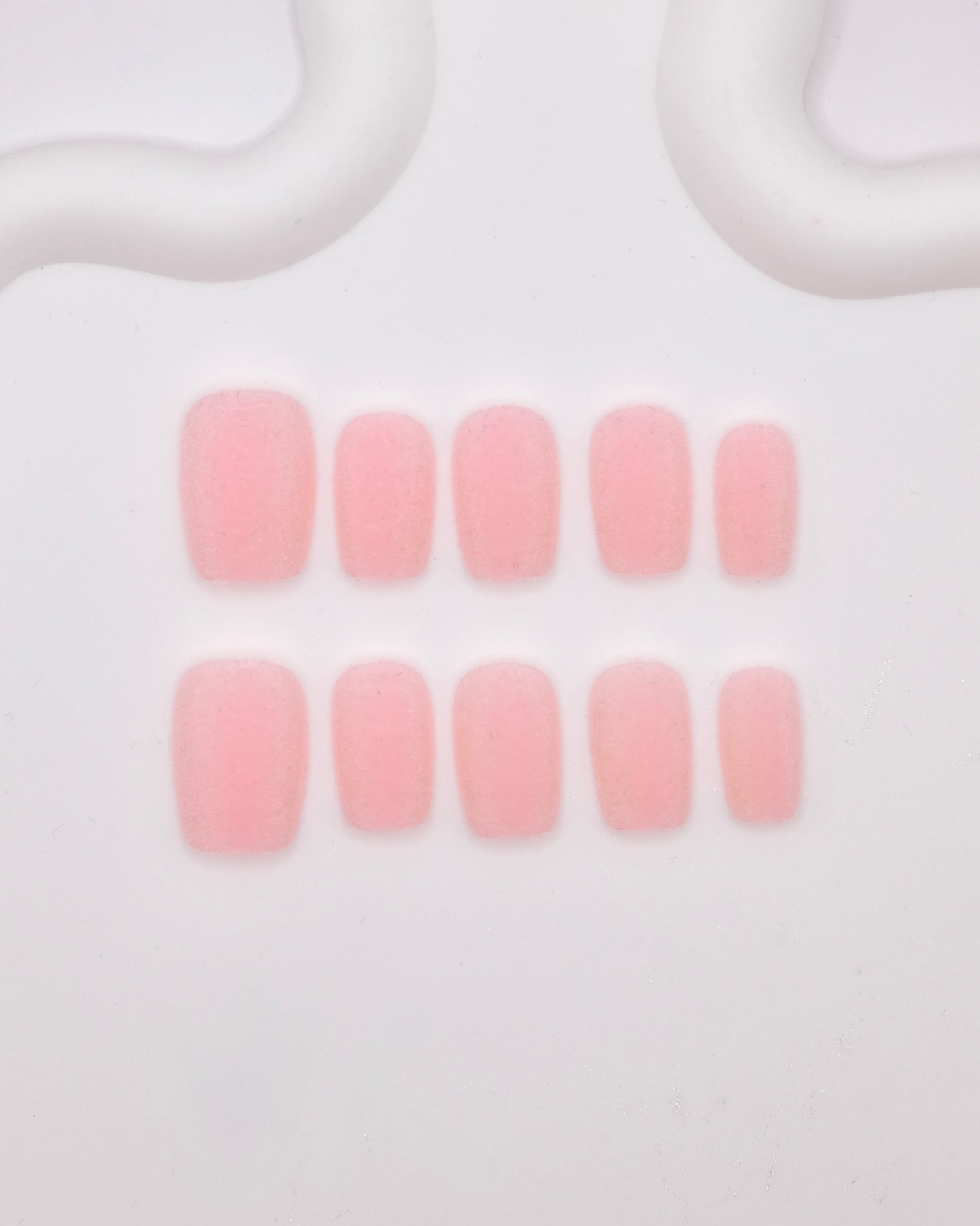 Short Coffin Pink Velvet Press On Nails