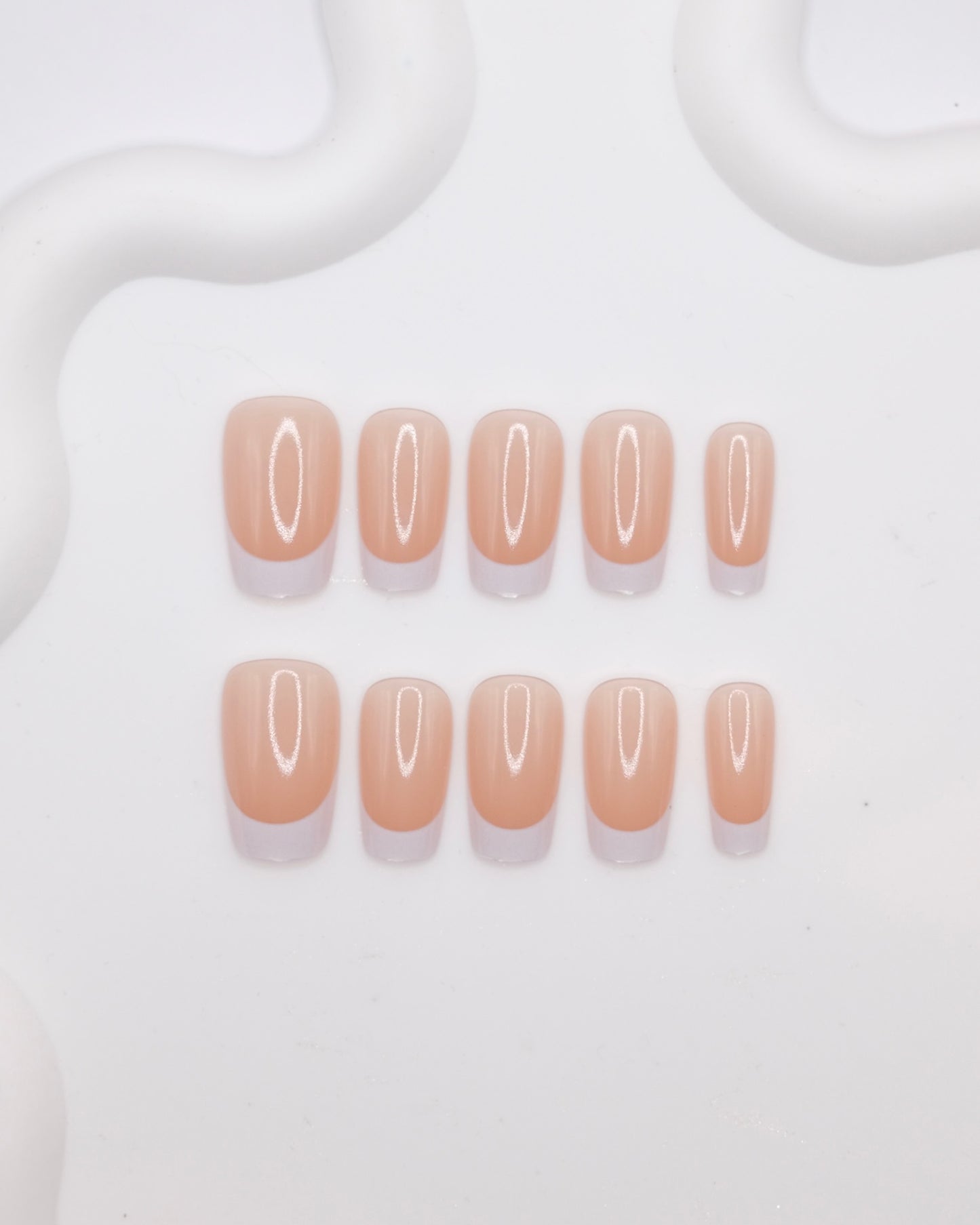 Long Coffin Pink French Manicure Diamond & Pearl Press On Nails