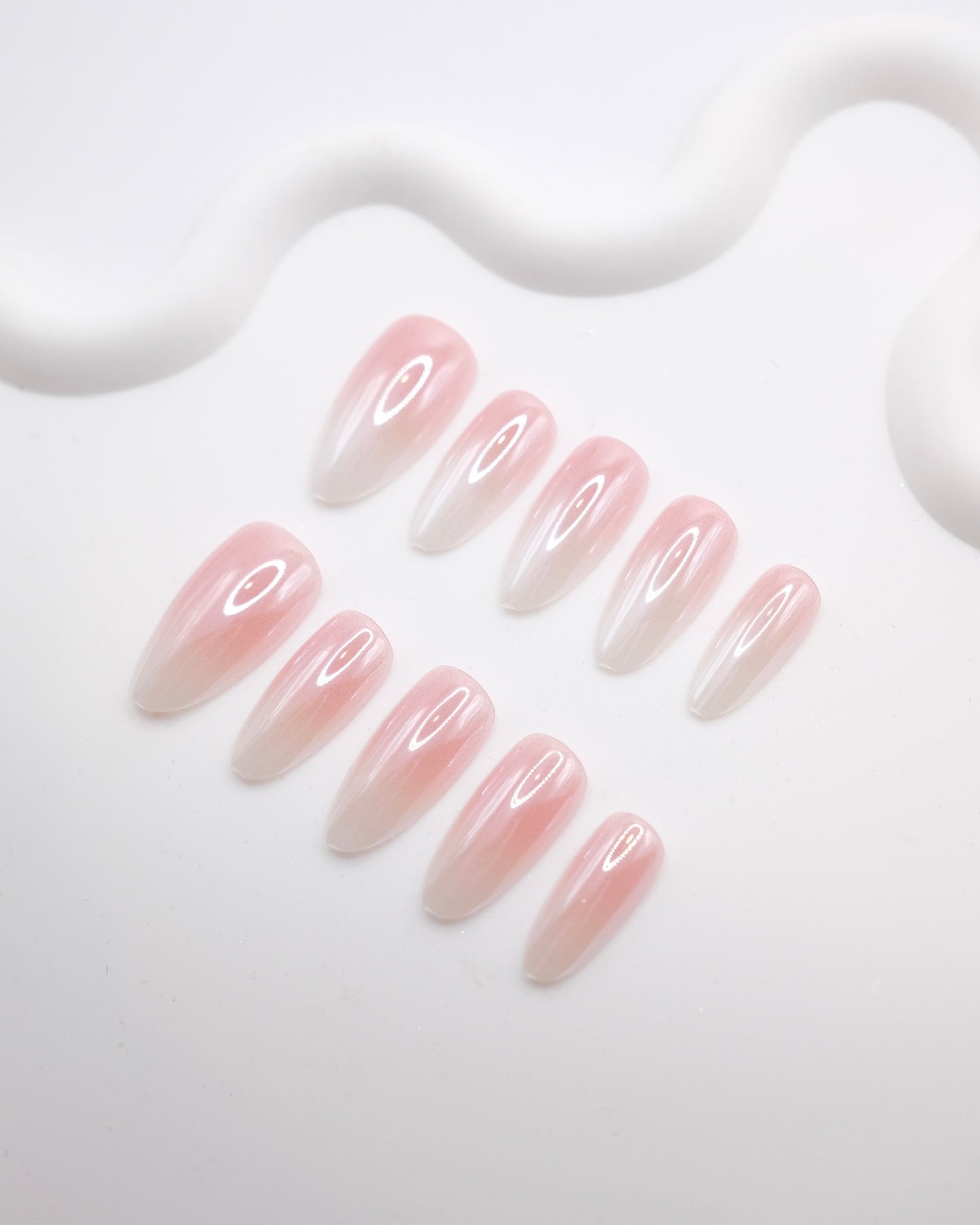 Long Almond Gradient Pink Press On Nails