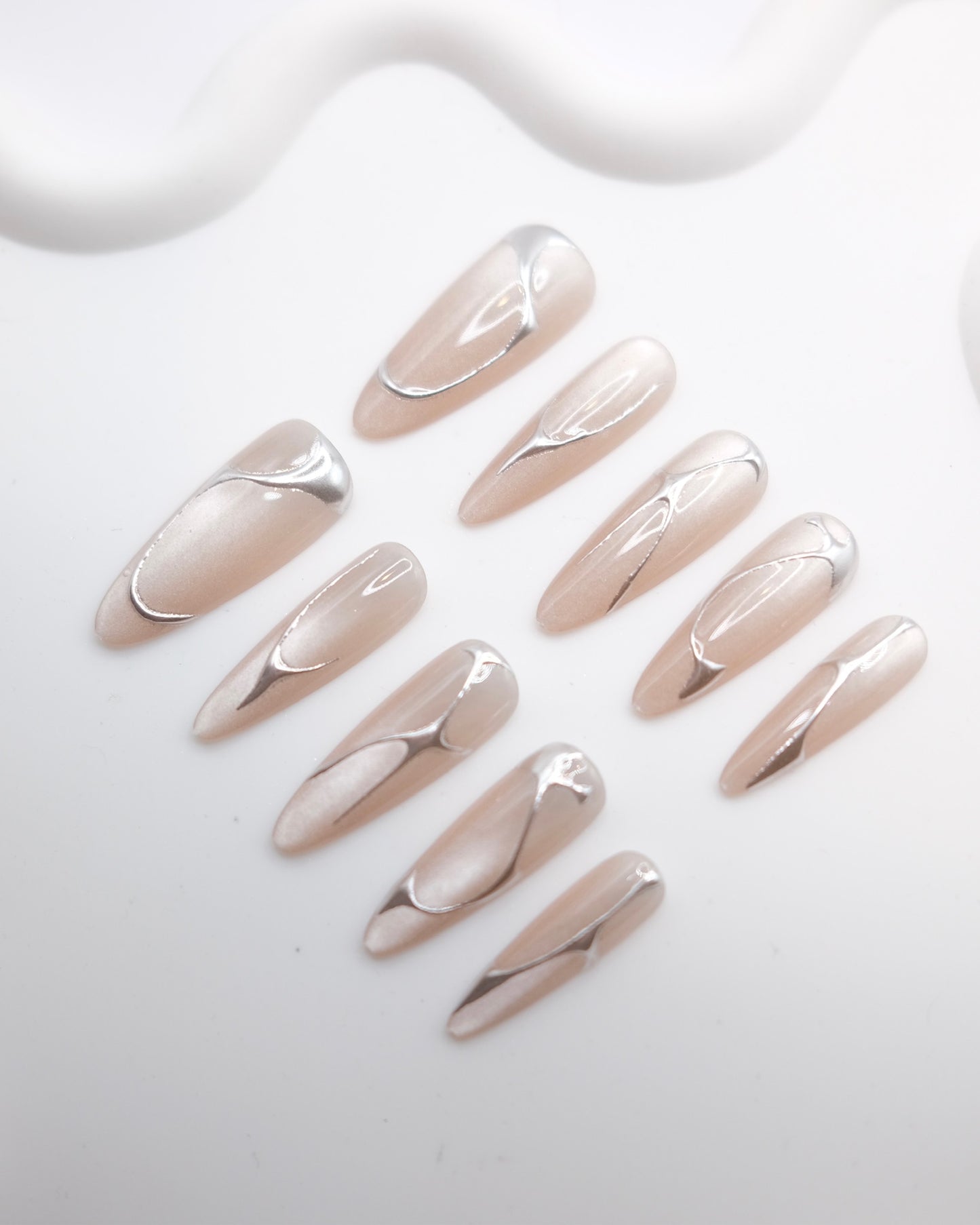 Long Oval Nude Cat Eye Elegant Luxe Press-On Nails