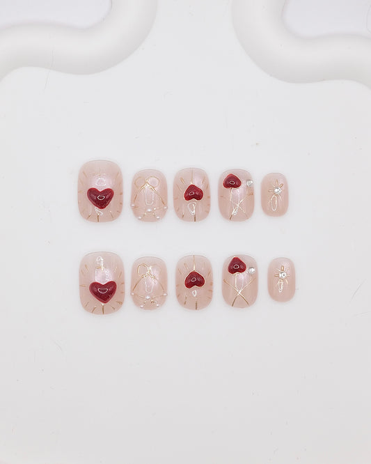 Short Rounded 2026 Valentine's Day Limited Love Heart Press On Nails