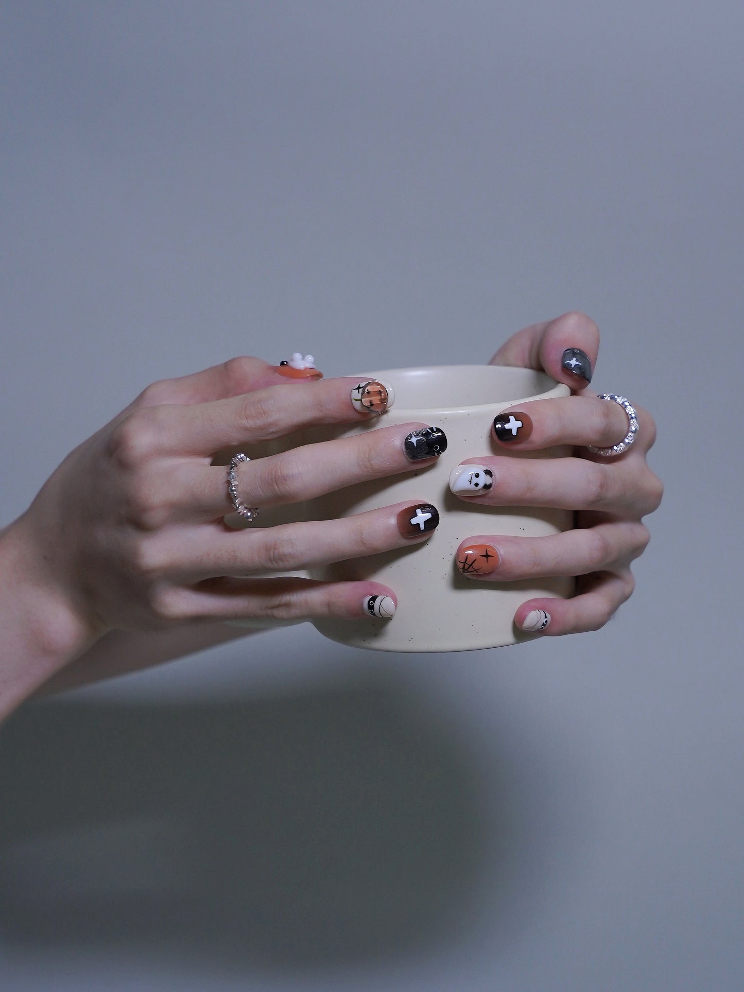 Short Rounded 3D Accessories Halloween Cute Things Press On Nails