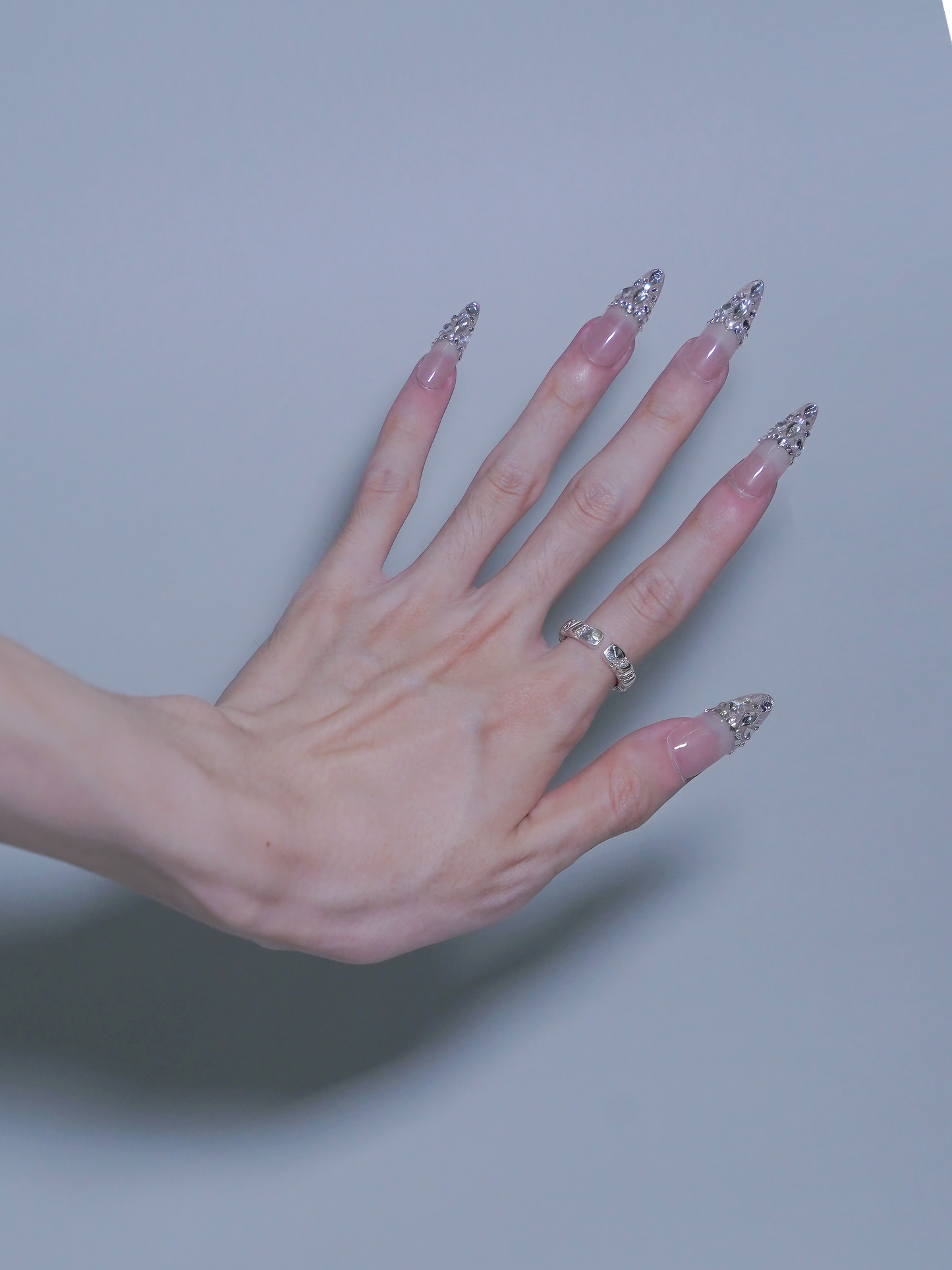 Extra Long Almond Pink Diamond Queen Press On Nails