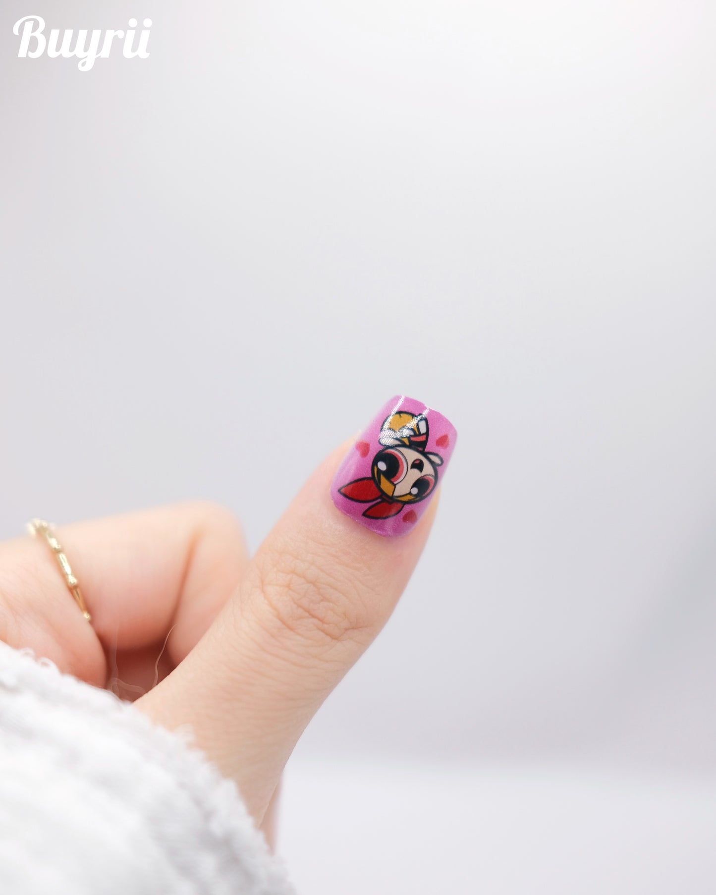 Short Coffin Pink The Powerpuff Girls Press On Nails