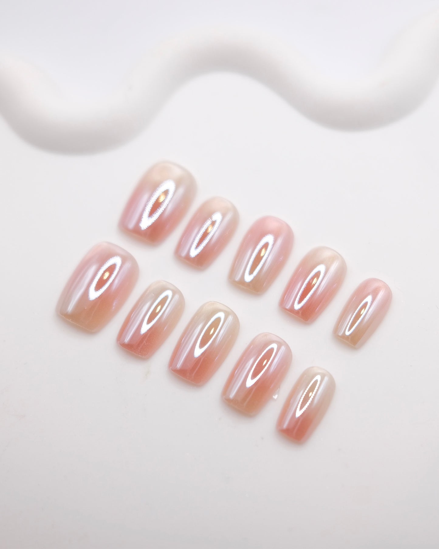 Short Coffin Pink Electroplating Press On Nails