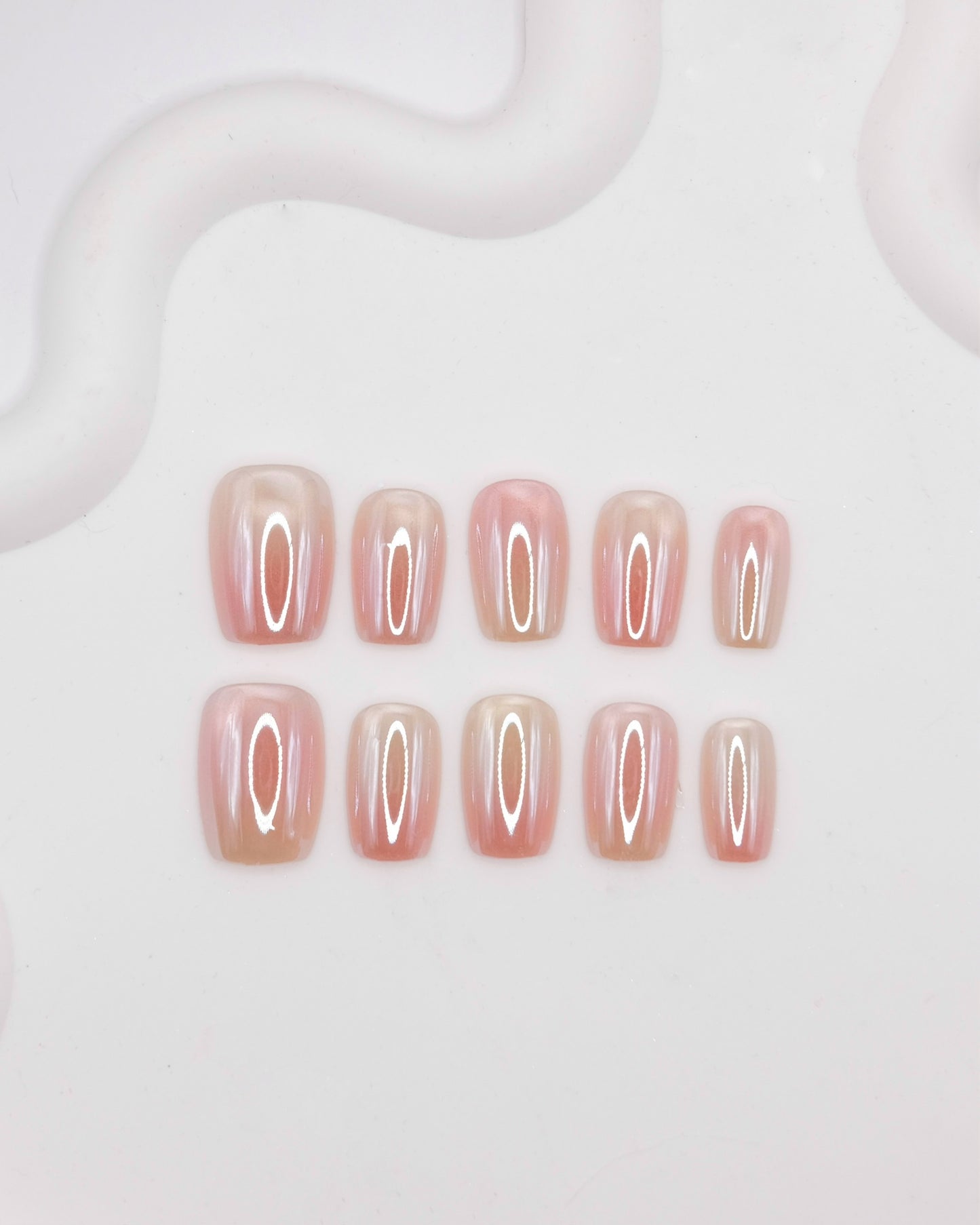 Short Coffin Pink Electroplating Press On Nails