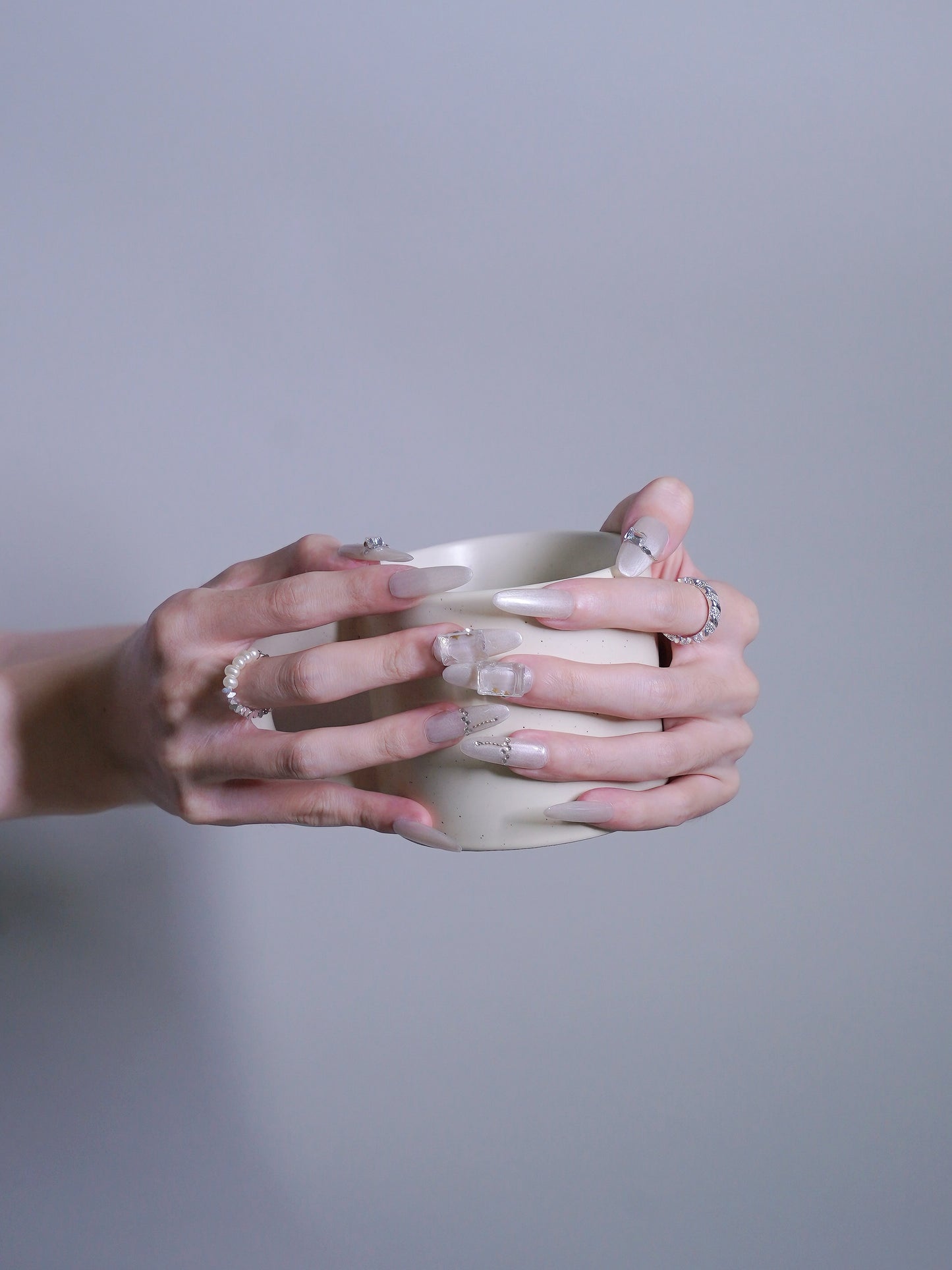 Extra Long Oval Diamond Princess & 3D Accessories Press On Nails