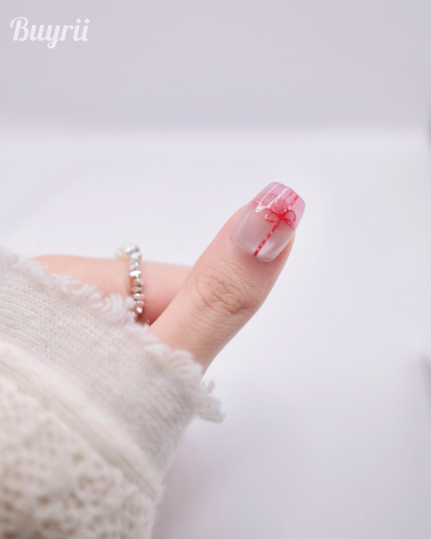 Short Coffin Pink Christmas Gift Press On Nails