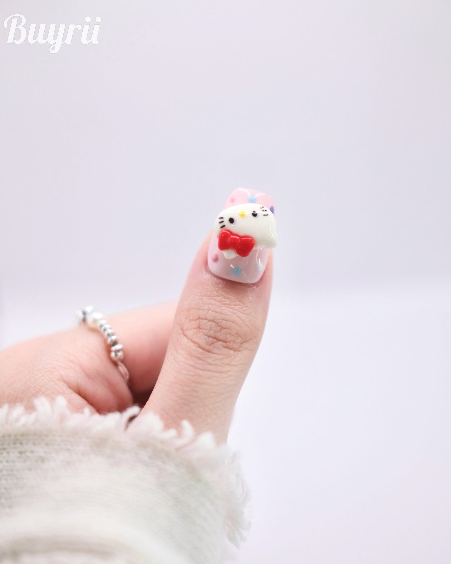 Short Coffin Colorful Hello Kitty Press On Nails