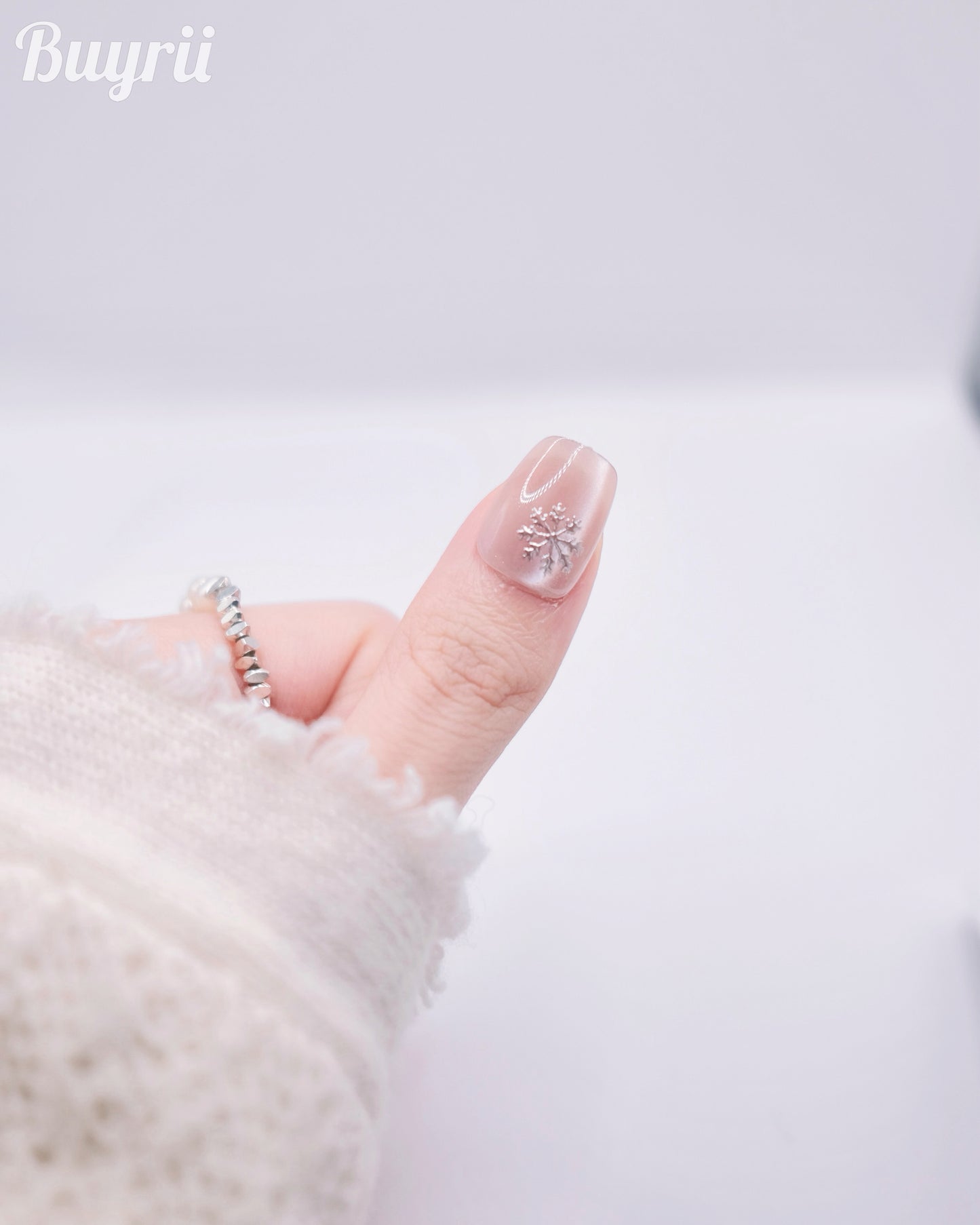 Short Coffin Nude Color Snowman Press On Nails