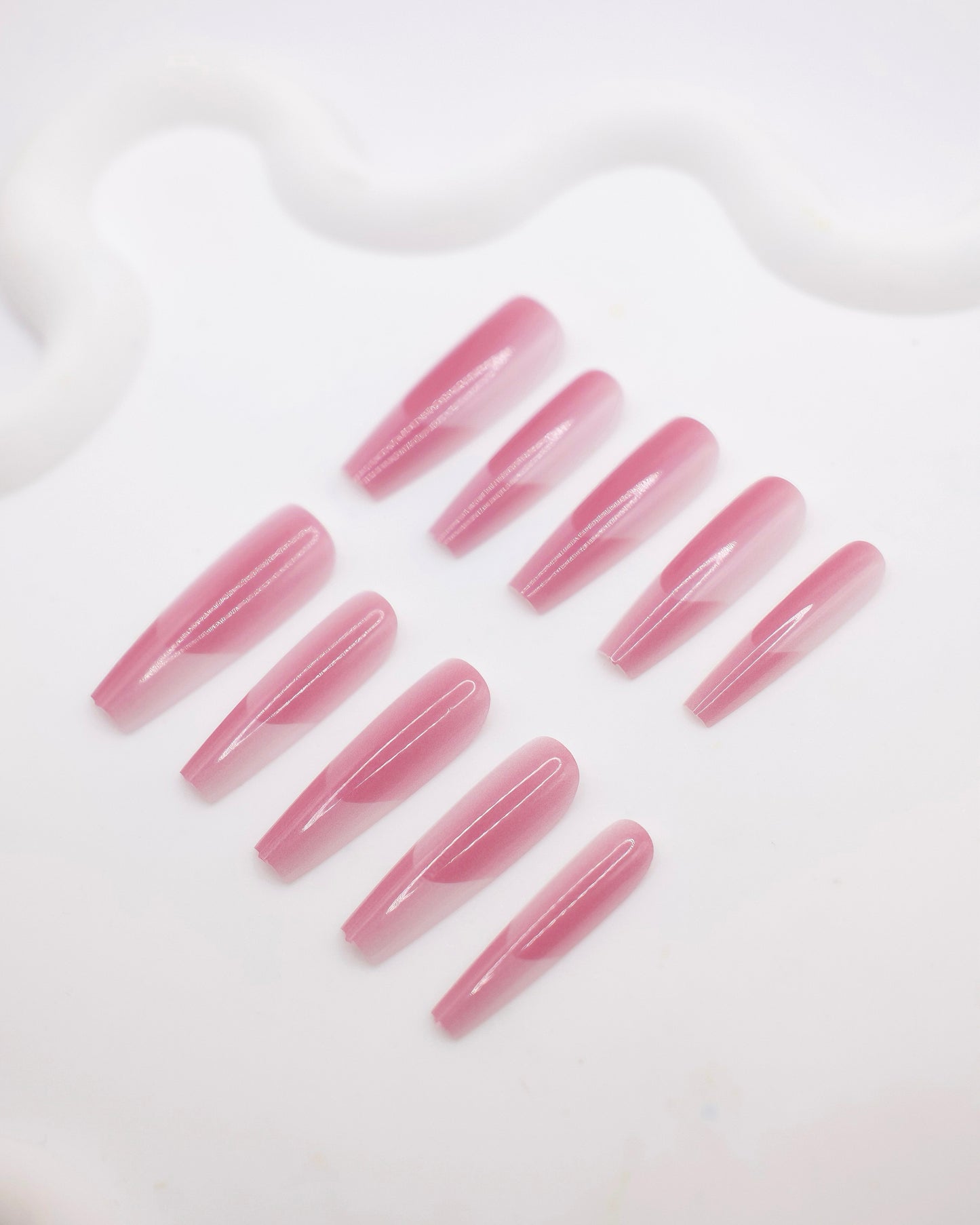 Extra Long Coffin Pink Geometric Pattern Press On Nails