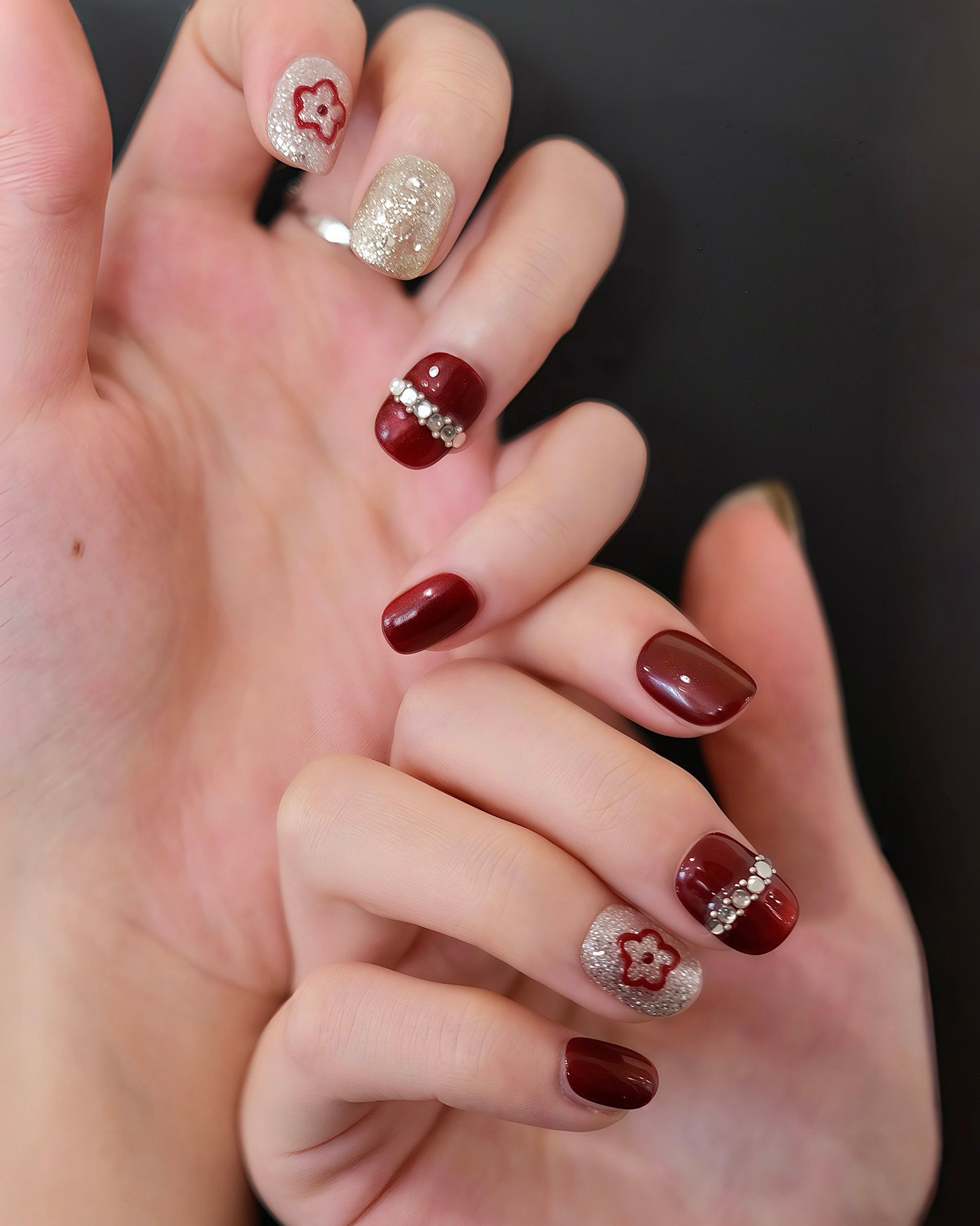 BUYRII X H² Short Rounded Ruby Memory Press On Nails