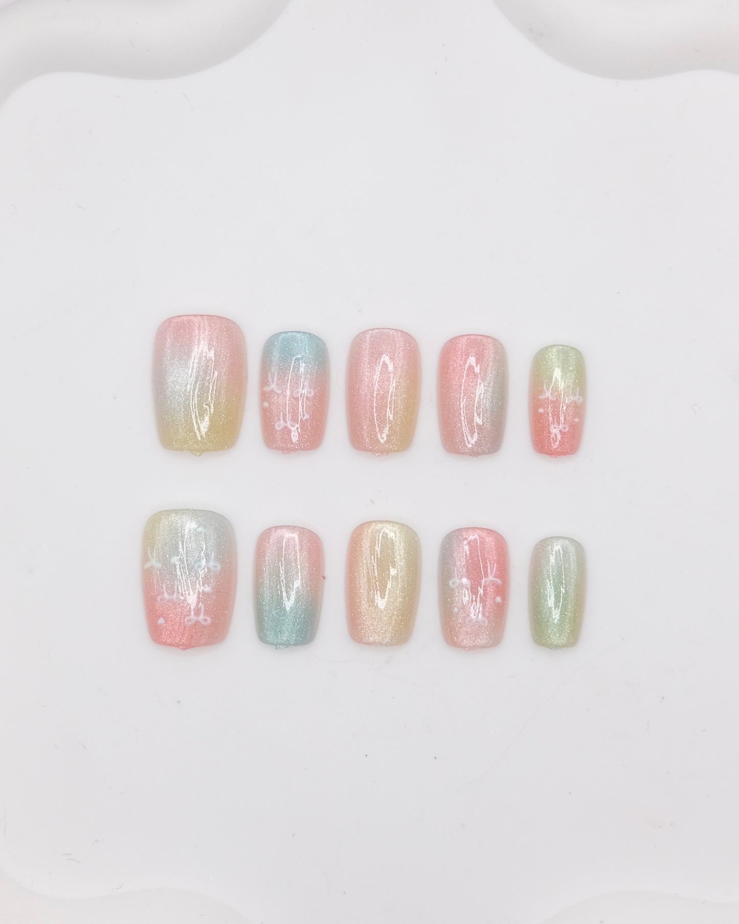Short Coffin Colorful Dreamy Color Press On Nails