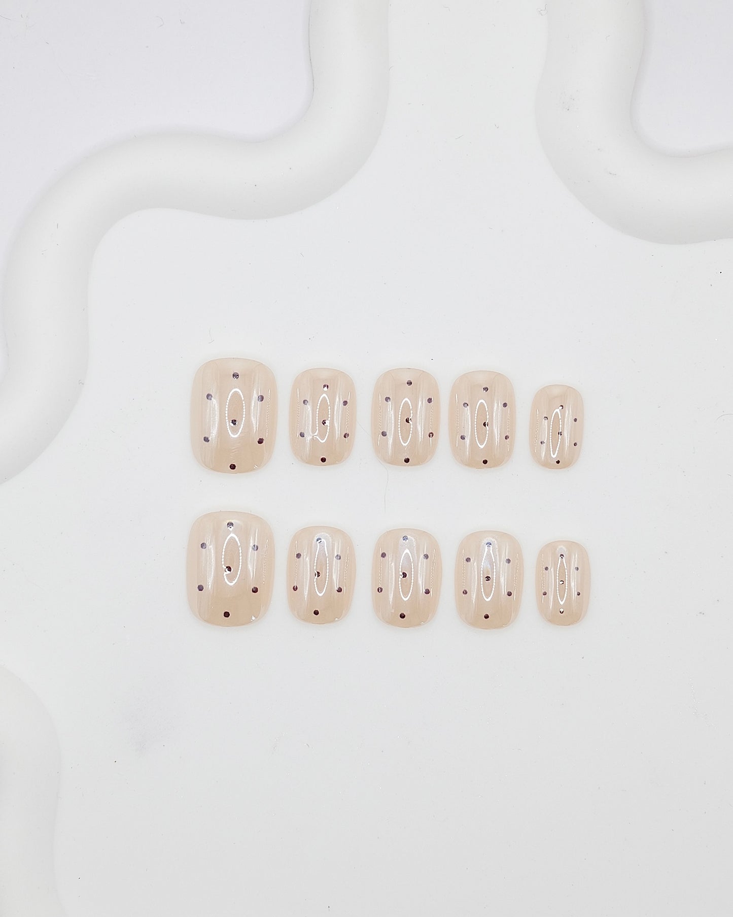 Short Coffin Nude Jelly Speckle Press On Nails