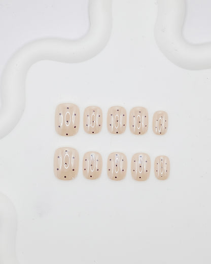 Short Coffin Nude Jelly Speckle Press On Nails