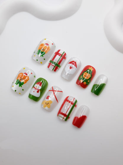 Short Coffin "Merry Christmas" Press On Nails