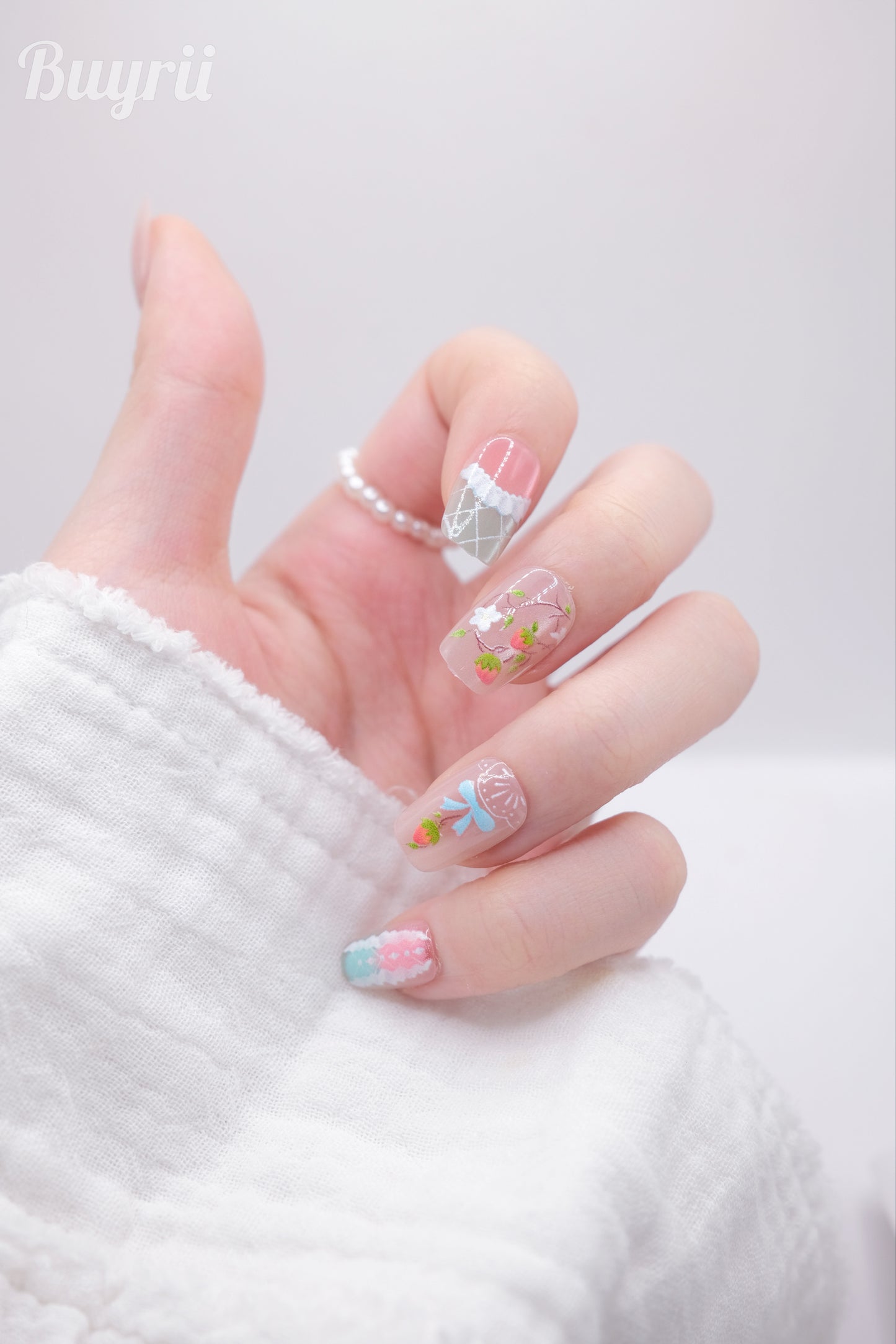 Short Coffin Colorful Easter Rabbit Press On Nails