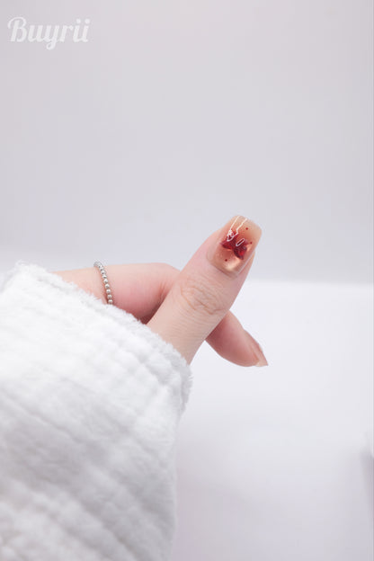 Short Coffin Nude Bow tie Chinese New Year of Horse Press On Nails