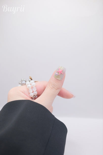 Short Coffin Colorful Summer Star Press On Nails