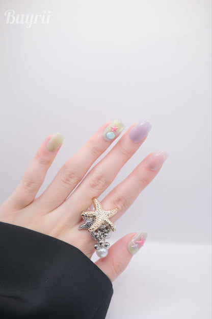 Short Coffin Colorful Summer Star Press On Nails