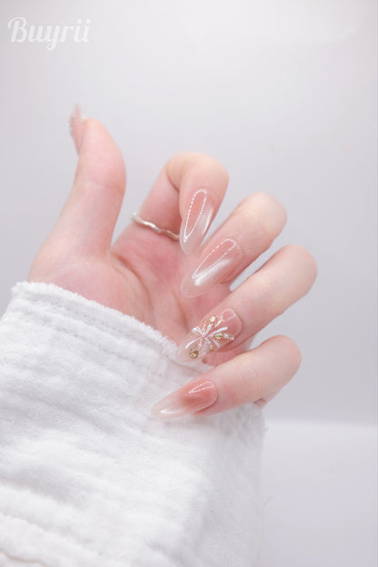 Long Almond Fireworks Love Press On Nails