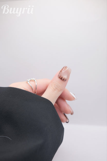 Short Coffin Nude Color Cateye With Diamond Press On Nails