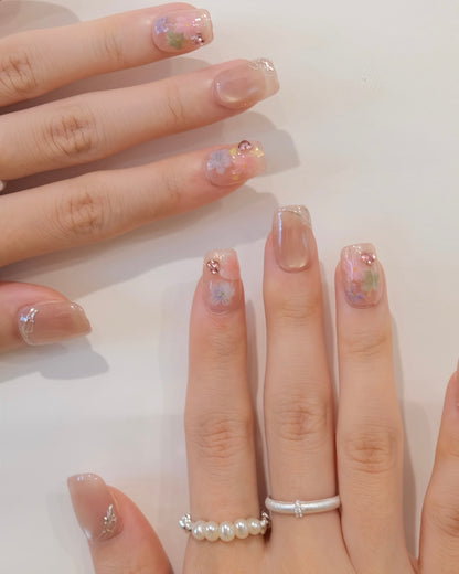 BUYRII X H² Short Coffin Pink Flower Road Press On Nails