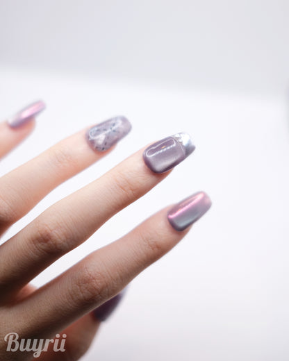 Mid-Long Coffin Purple Rain Press On Nails