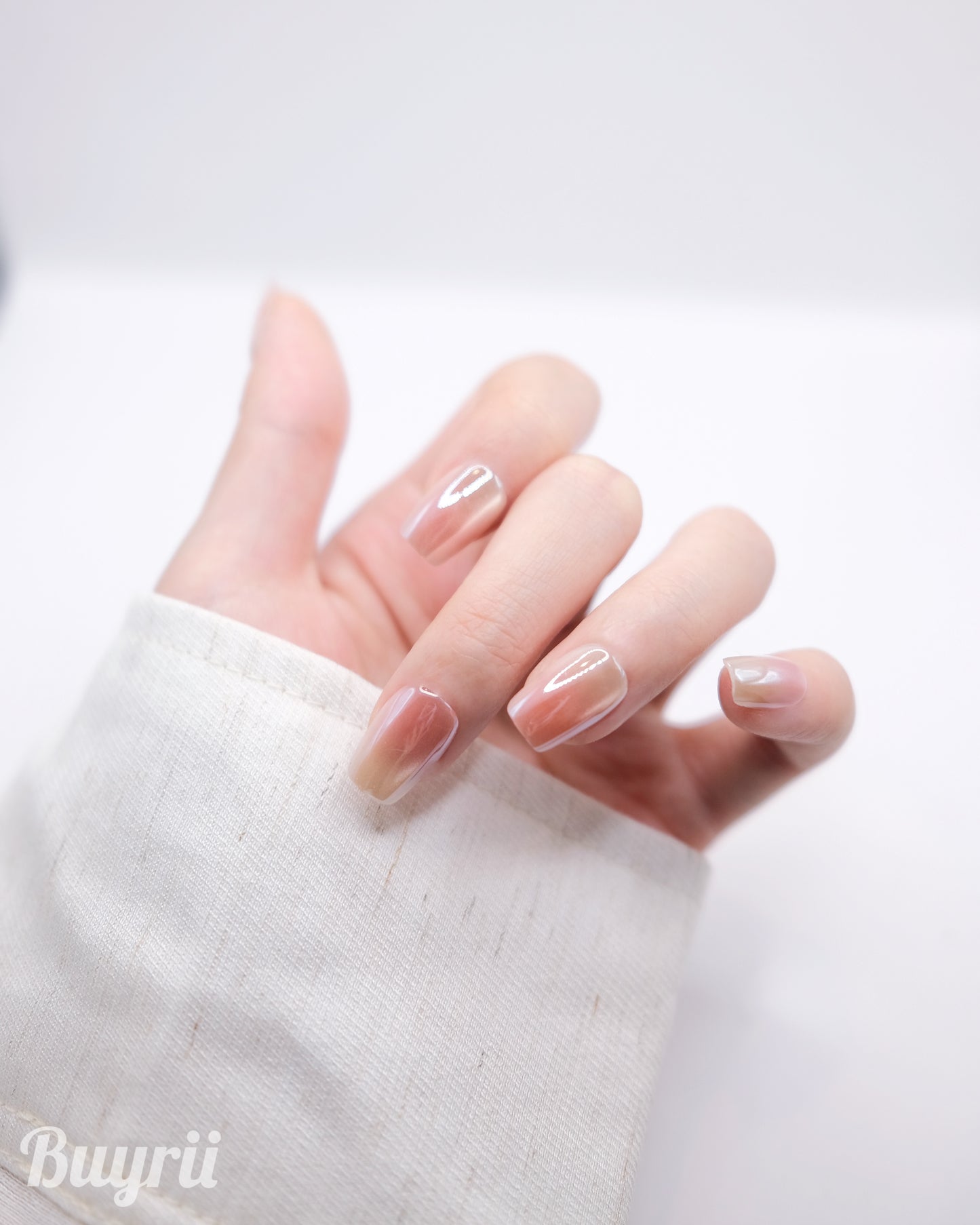 Short Coffin Pink Electroplating Press On Nails