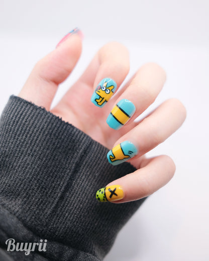 Short Coffin Colorful Pop Art Keith Haring Press On Nails