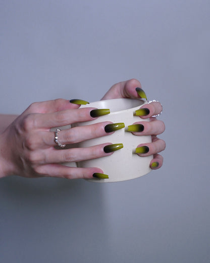 Long Coffin Black & Green Billie Eilish Style Press On Nails