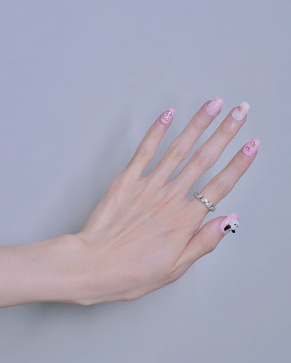 Short Coffin Pink Cute Dog 3D Accessories & Diamond Press On Nails