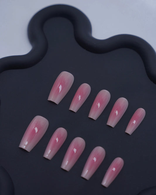 Long Coffin Blush Press On Nails