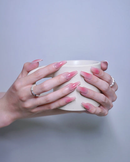 Long Coffin Blush Press On Nails