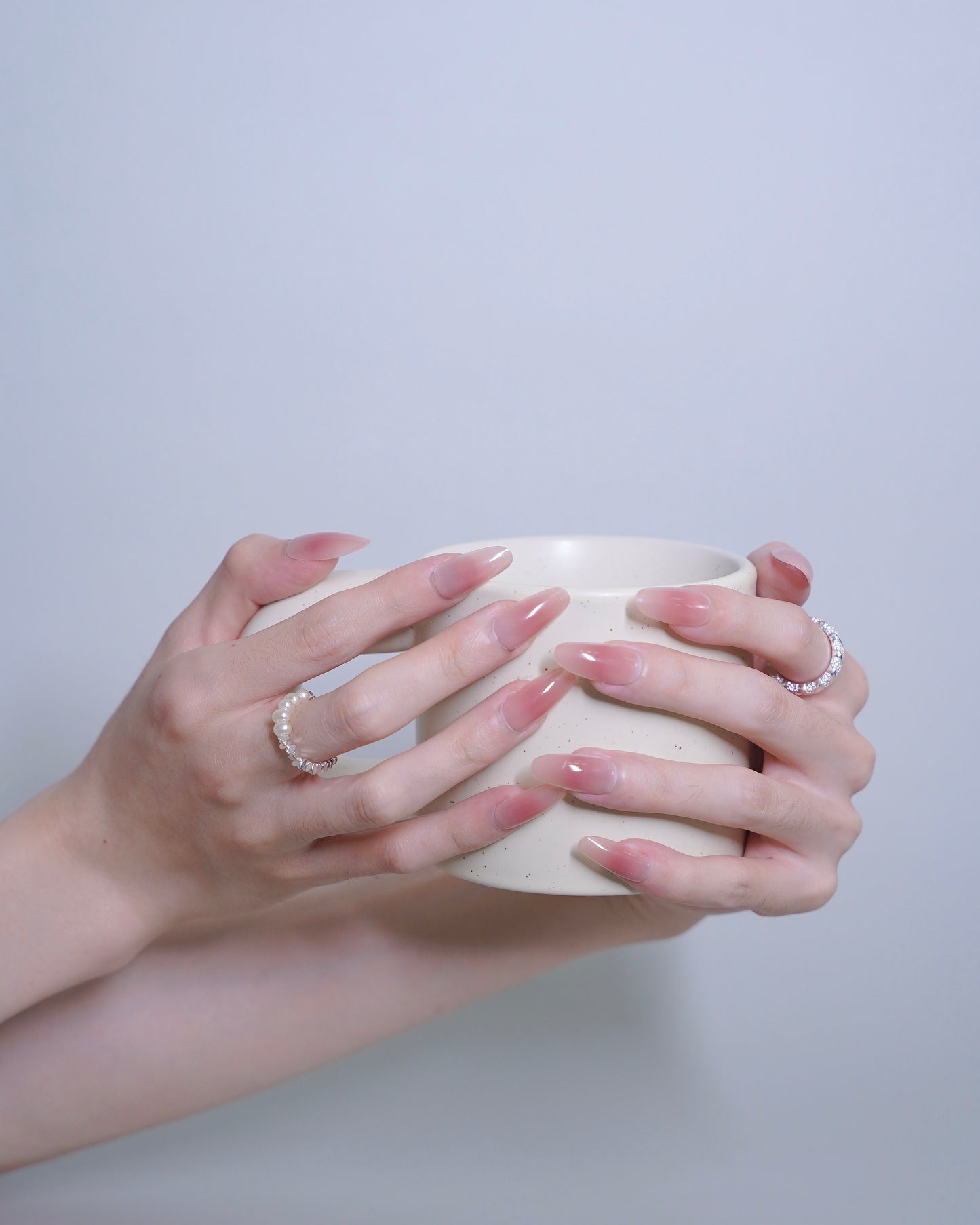 Mid-Long Oval Pink Blush Press On Nails