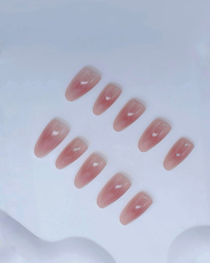 Mid-Long Oval Pink Blush Press On Nails