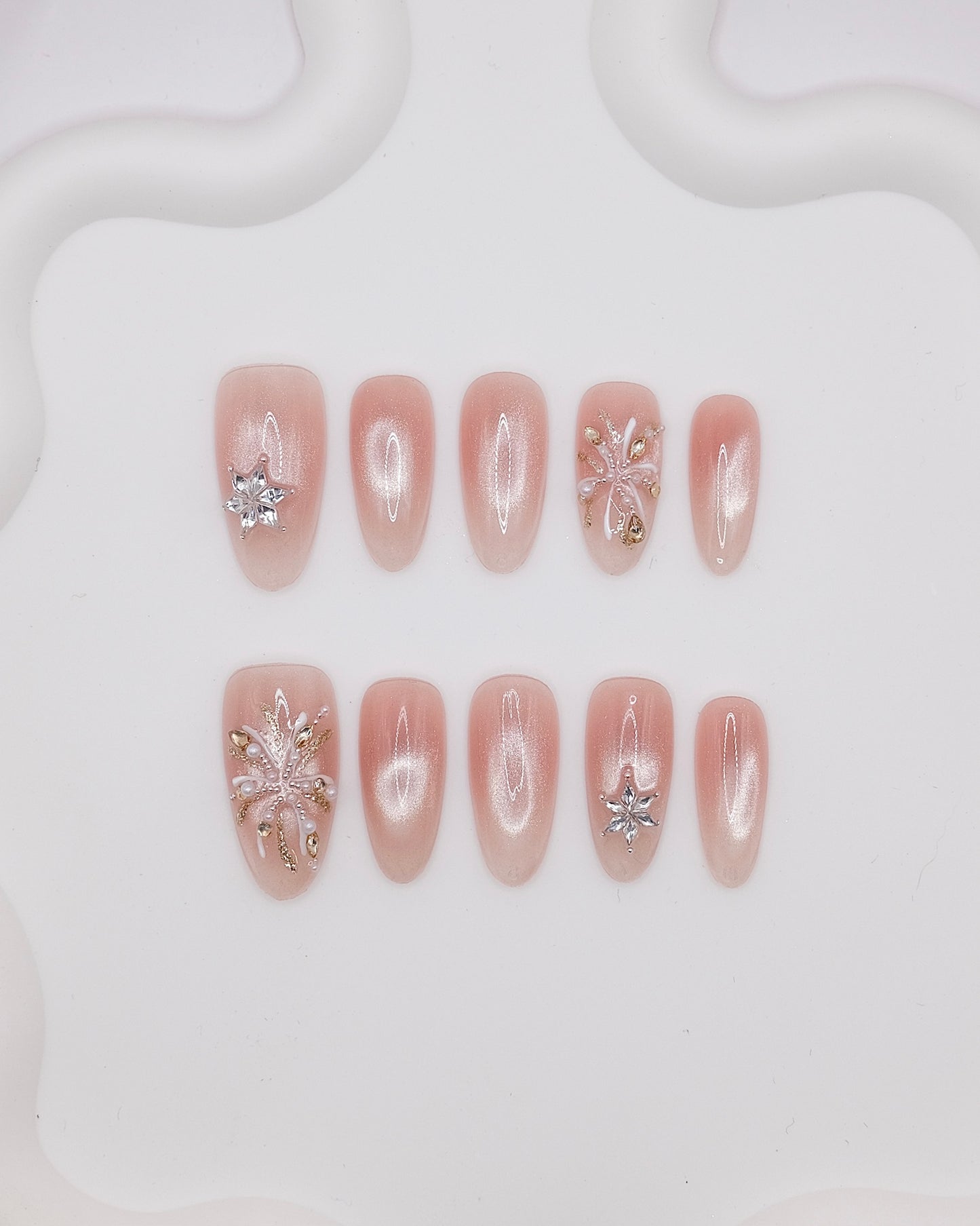 Long Almond Fireworks Love Press On Nails