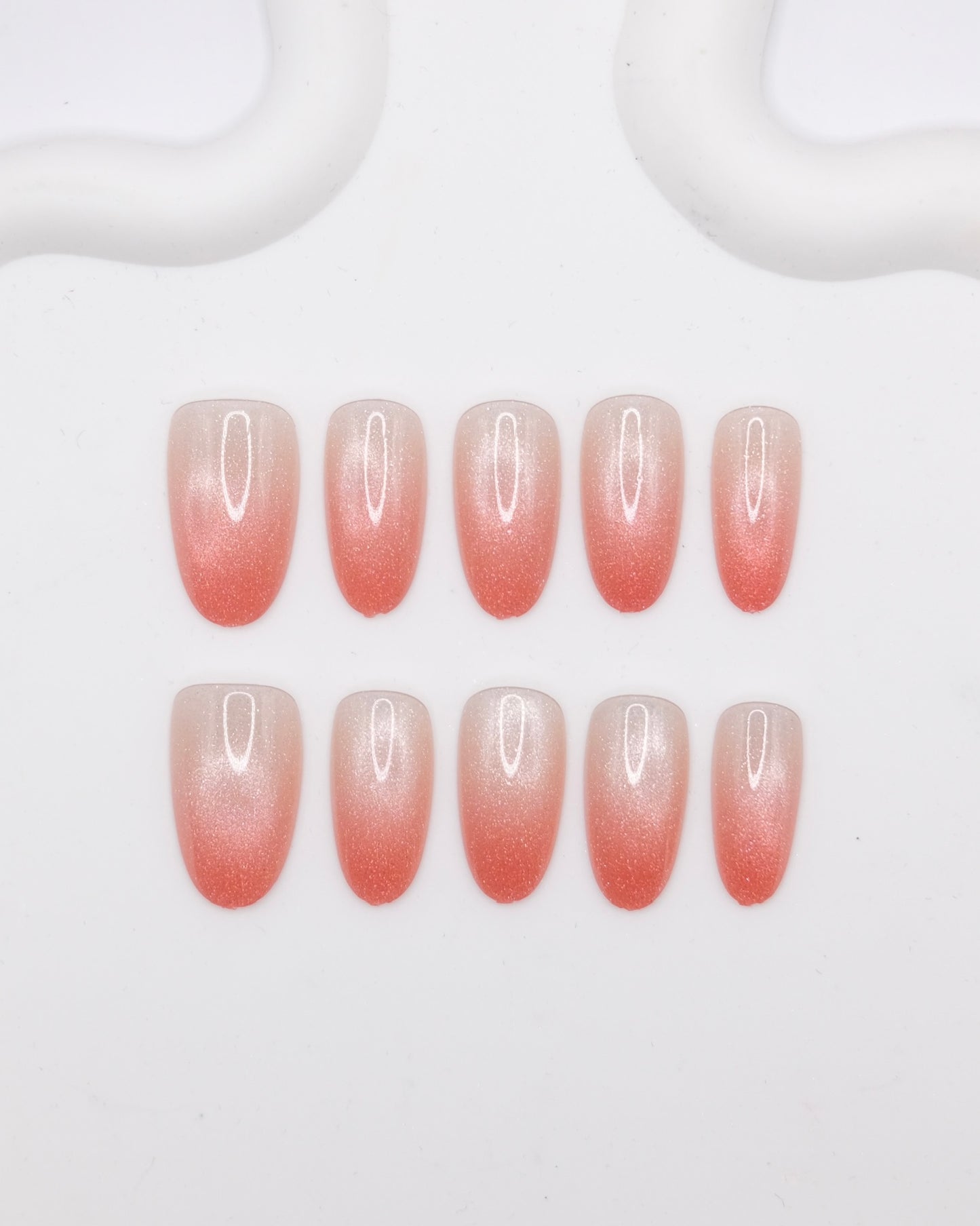 Mid-Long Oval Gradient Pink Press On Nails