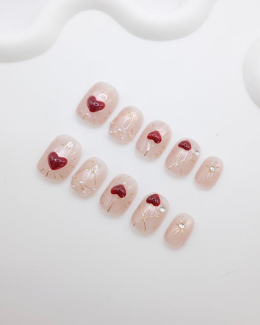 Short Rounded 2026 Valentine's Day Limited Love Heart Press On Nails