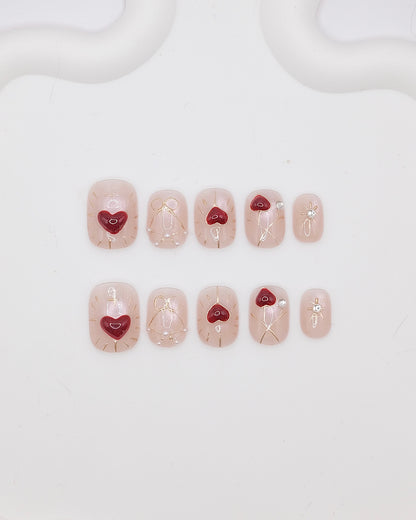 Short Rounded 2026 Valentine's Day Limited Love Heart Press On Nails